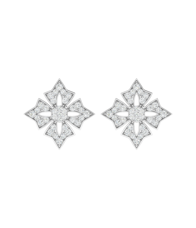 18K Gold Regal Petal Earrings with Diamonds