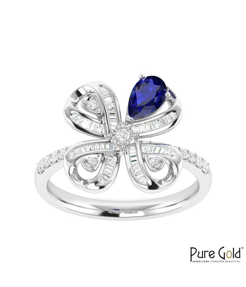 18K Gold Royal Clover Ring with Diamonds