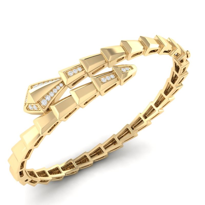 18K Gold Regal Serpent Bracelet with Diamonds