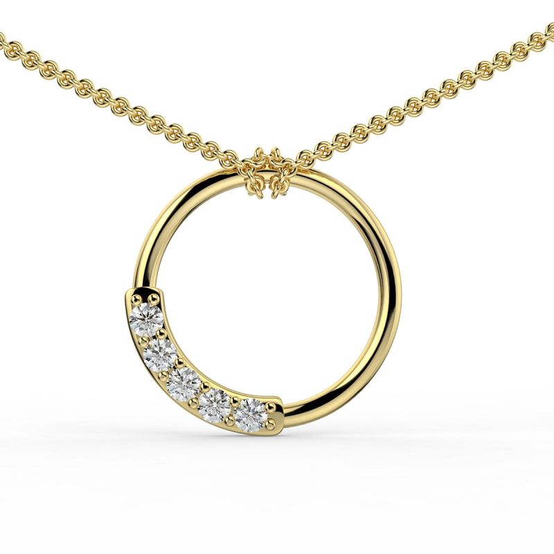 Circle Of Life Diamond Pendant Studded with 5 Single Diamonds