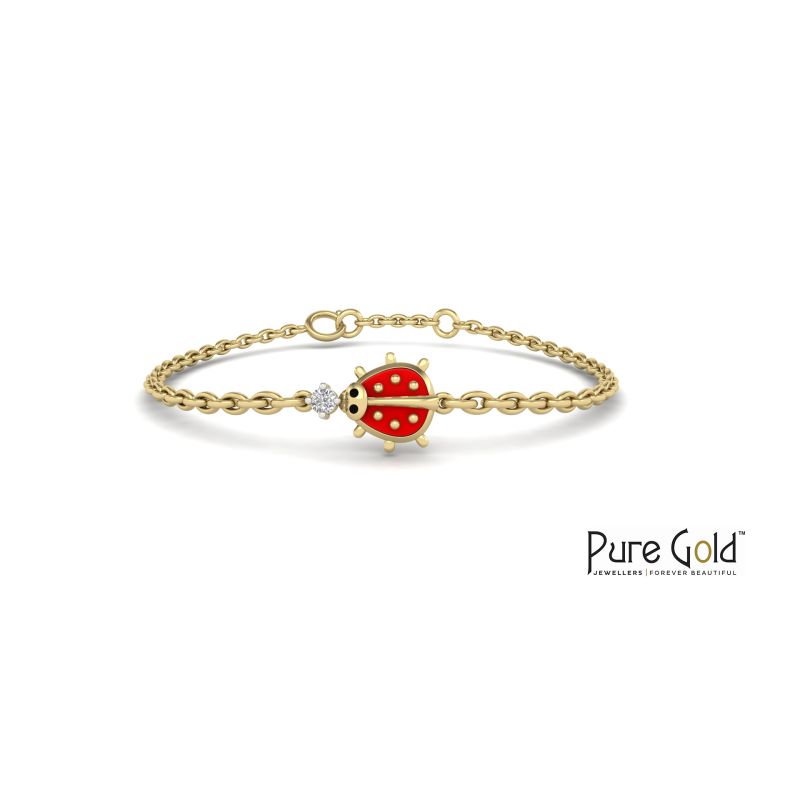 Sparkling Ladybug Bracelet (18k and 0.02CTS)