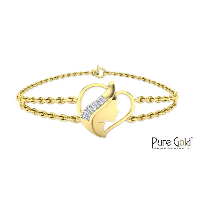 18K Gold Heart of a Woman Bracelet with 0.05 CTS and 18K gold