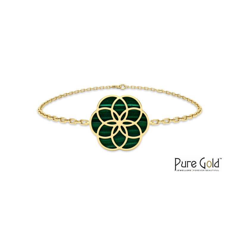 18 Karat Gold Verdant Embrace Malachite Bracelet - PGBRG34606