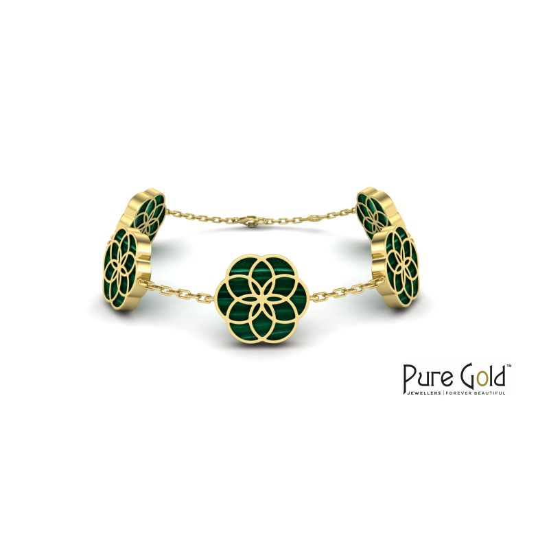 18 Karat Gold Symphony of Spring Malachite Bracelet - PGBRG34607