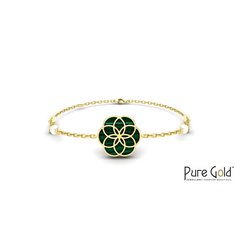 18 Karat Gold Enchanting Emerald Isle Malachite Bracelet- PGBRG34608