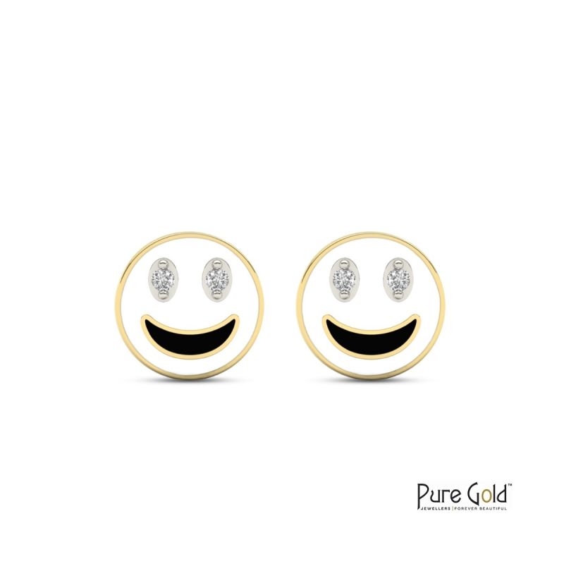 Bezzora Smiley Face Earring (18k and 0.02CTS)