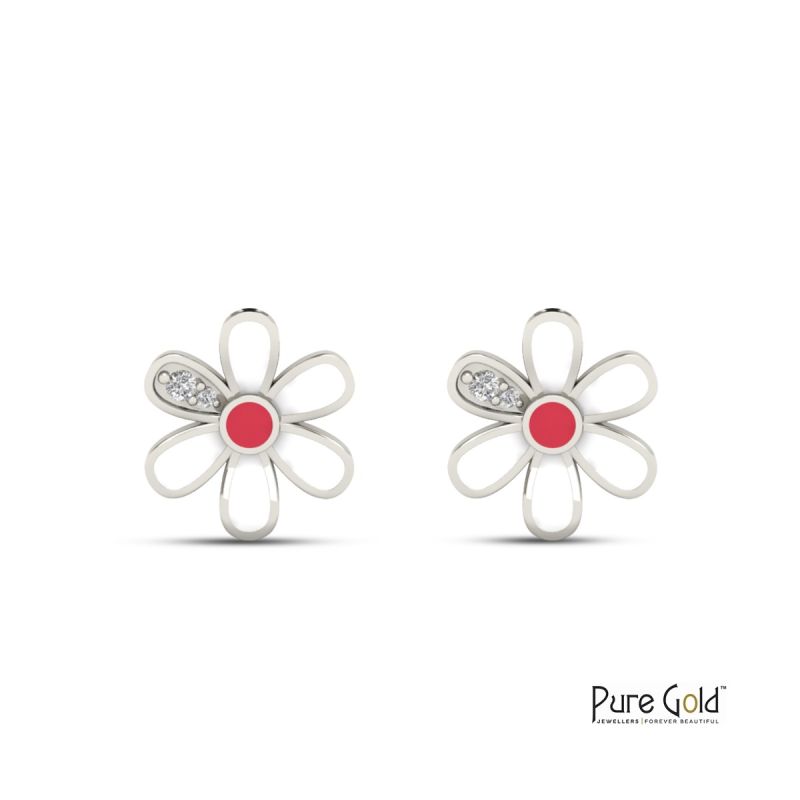 Bezzora Sparkle Daisy Earrings (18k and 0.02CTS)