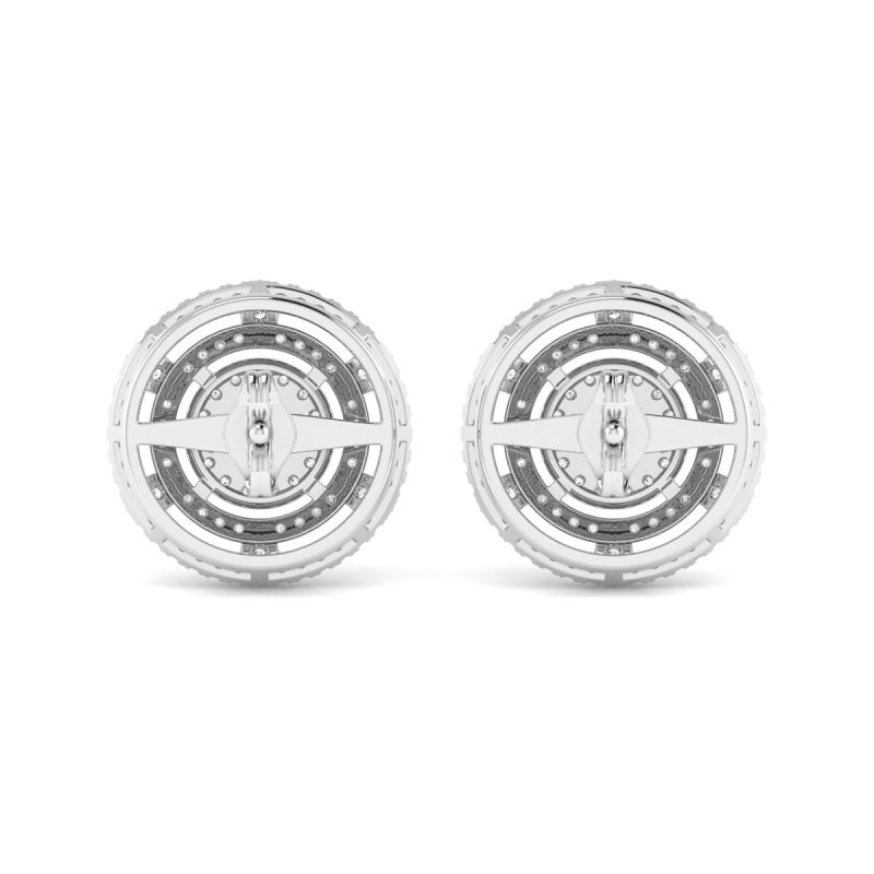 18k Gold Twisted Halo Earrings with Diamonds