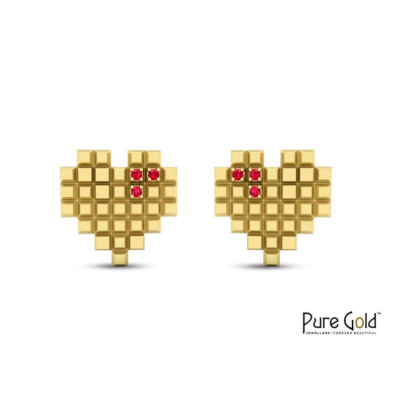 18K Gold Ruby Fire Earrings with 18K Gold