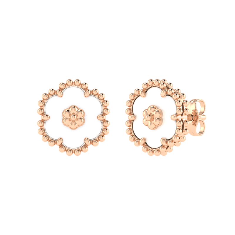 18K Gold Rose Pearl Earrings