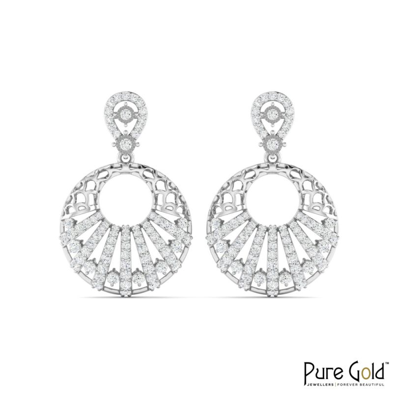 18 Karat Gold Lunar Halo Earrings with Diamonds