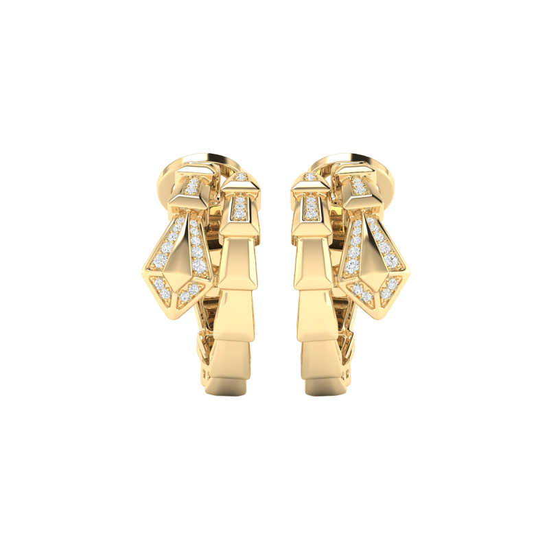 18K Gold Regal Serpent Earrings with Diamonds