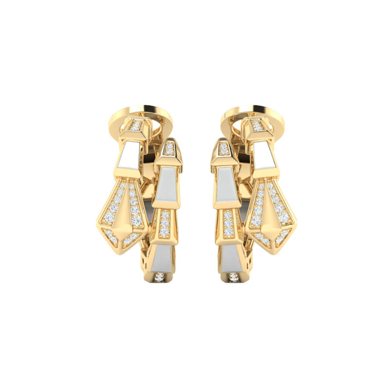 18K Gold Mystic Serpent Earrings with Pearls & Diamonds