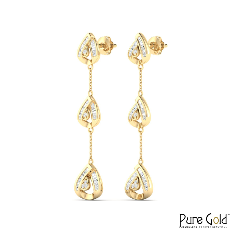 18K Gold Dainty Clover Earrings with Diamonds