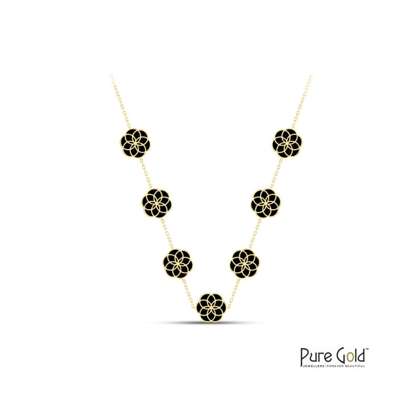 18 Karat Gold Luciana Black Onyx Necklace