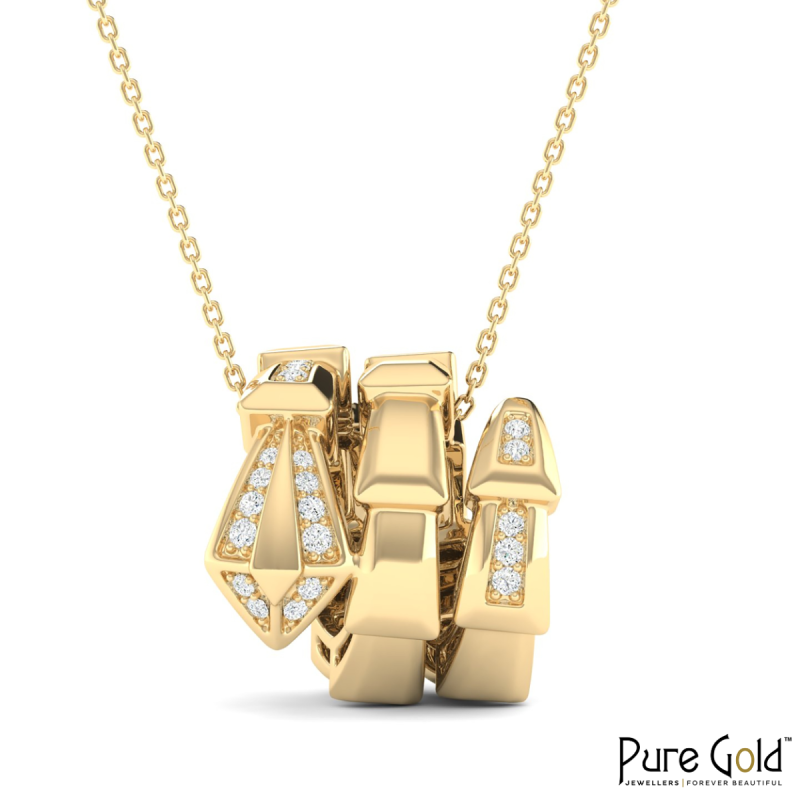 18K Gold Regal Serpent Pendant with Diamonds