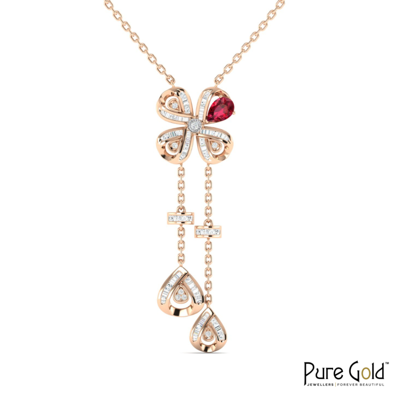 18K Gold Bloom Clover Necklace with Diamonds