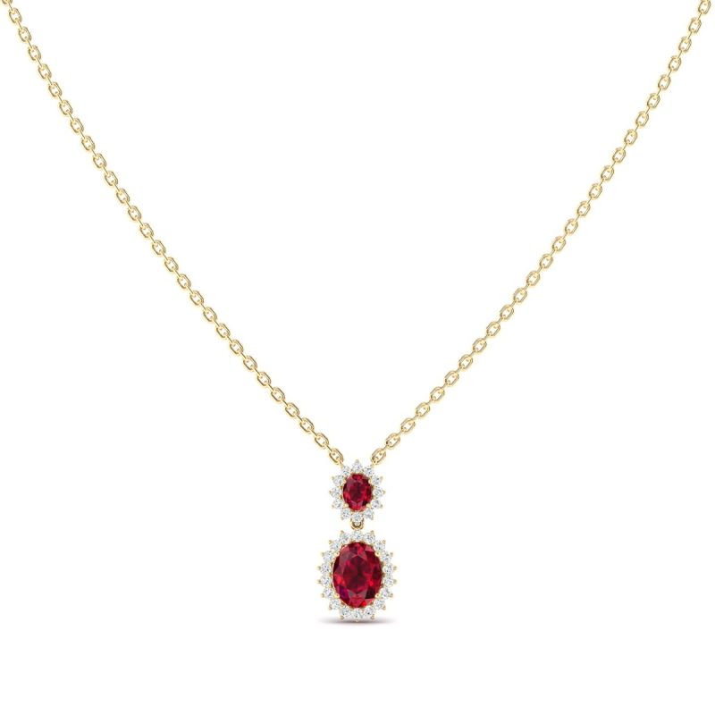 18k Gold Twin Rose Necklace with Diamonds