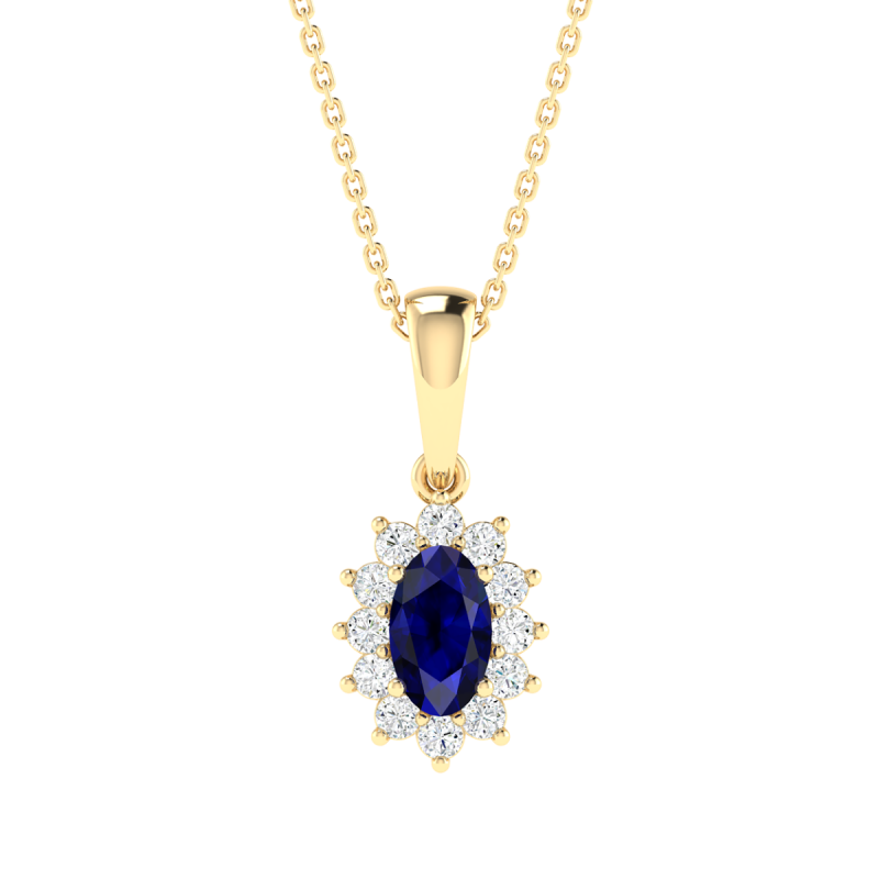 18K Gold Sapphire Reign Pendant with Diamonds