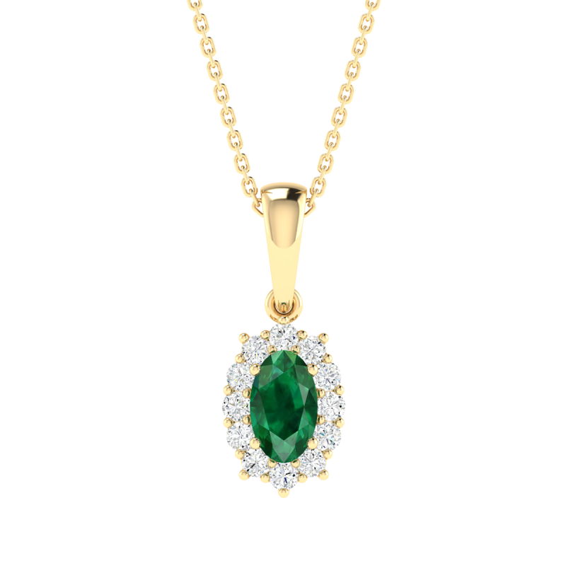 18K Gold Emerald Crown Pendant with Diamonds
