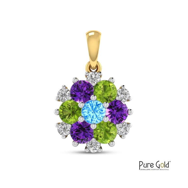 18K Gold Mystical Triad Pendant with 0.05CTS Diamond