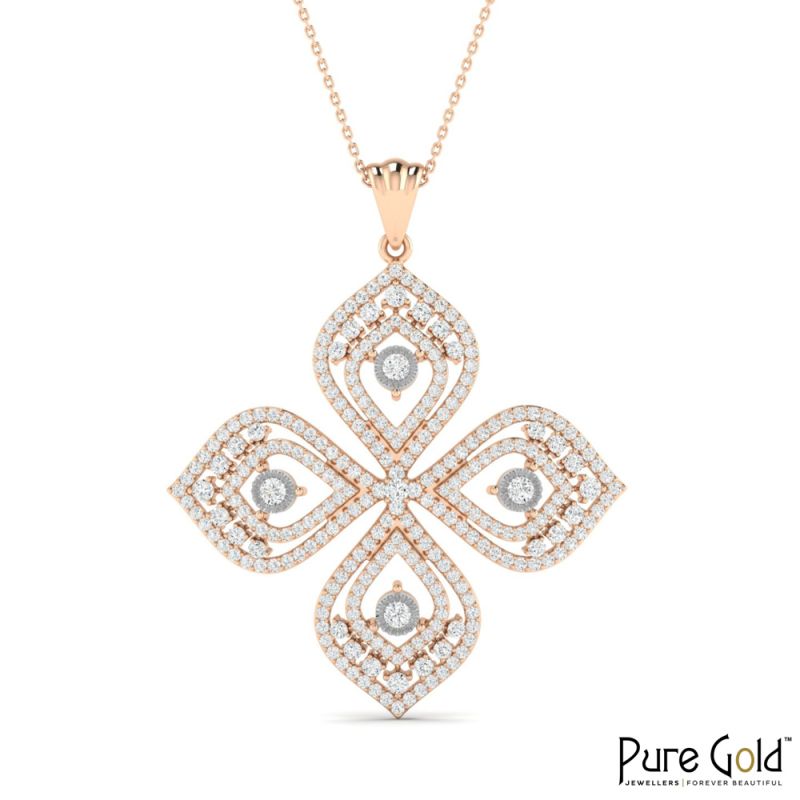 18 Karat Gold Victorian Blush Diamond Pendant with Chain