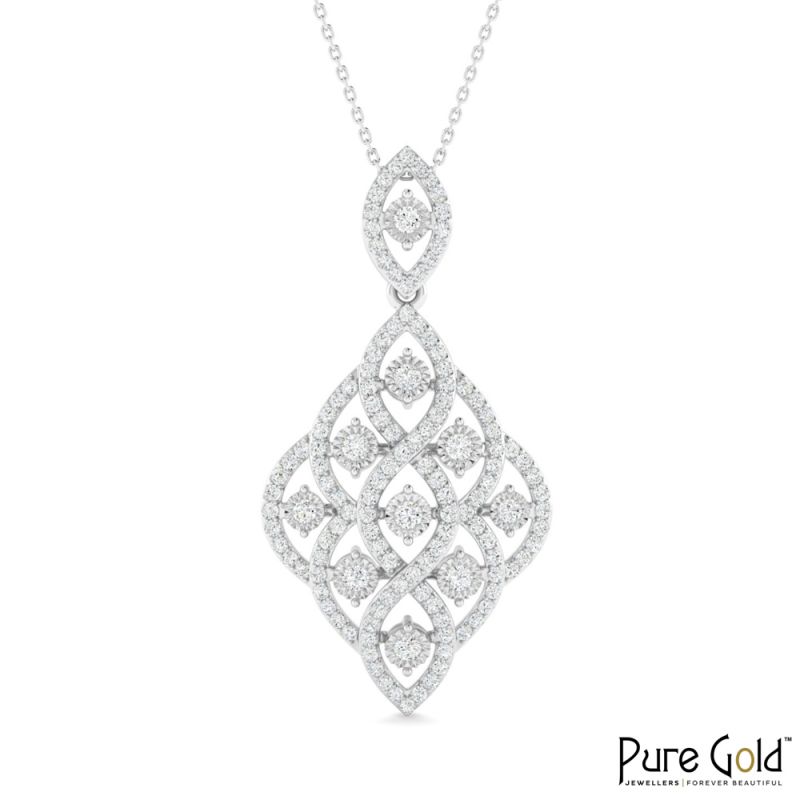18 Karat Gold Celestial Veil Diamond Pendant with Chain