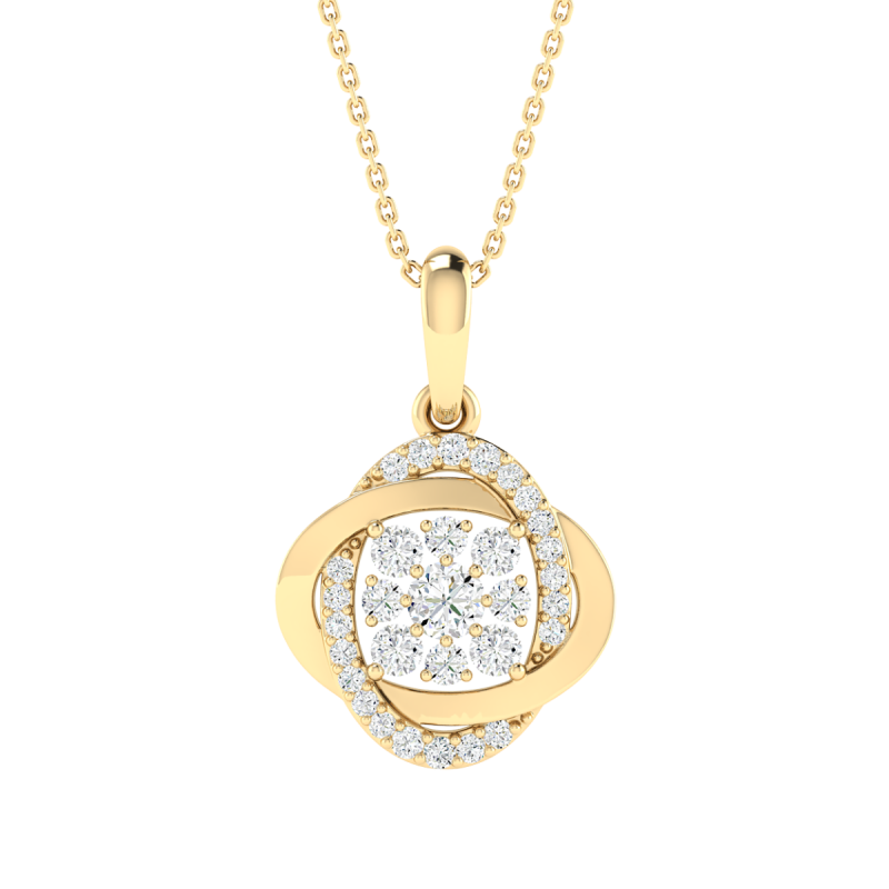 18K Gold Golden Dew Diamond Pendant with Chain