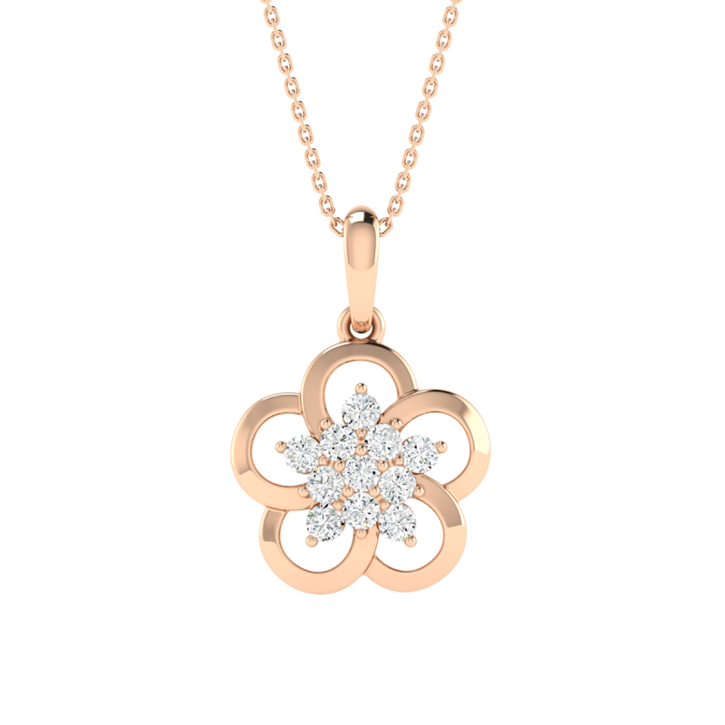 18K Gold Daisy Glow Diamond Pendant with Chain