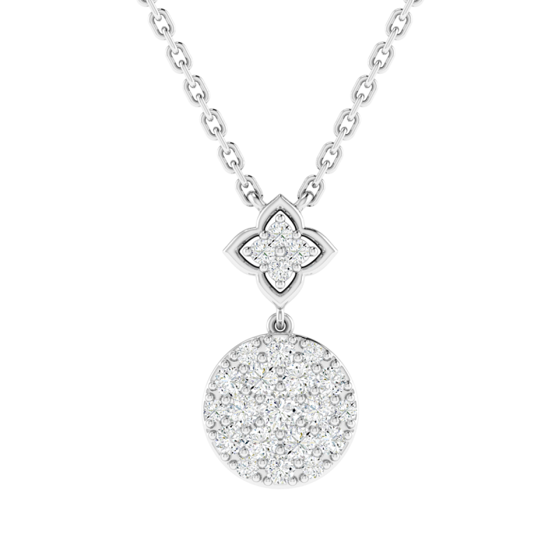 18K Gold Aurora Petal Diamond Pendant with Chain