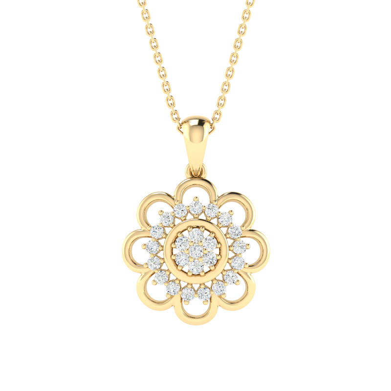 18K Gold Solar Grace Diamond Pendant with Chain