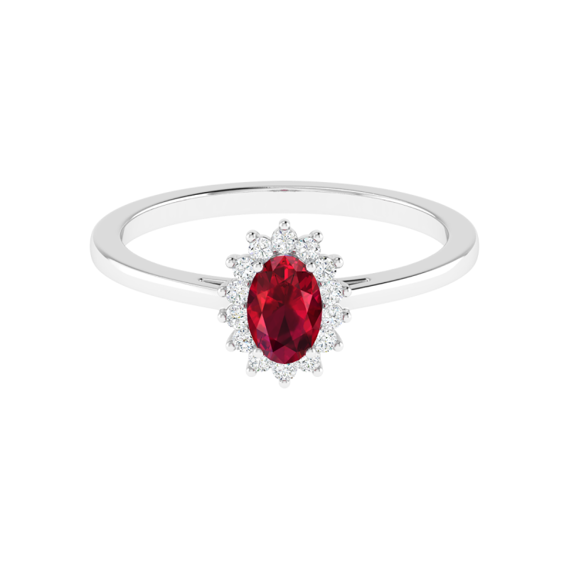 18K Gold Ruby Empress Ring with Diamonds
