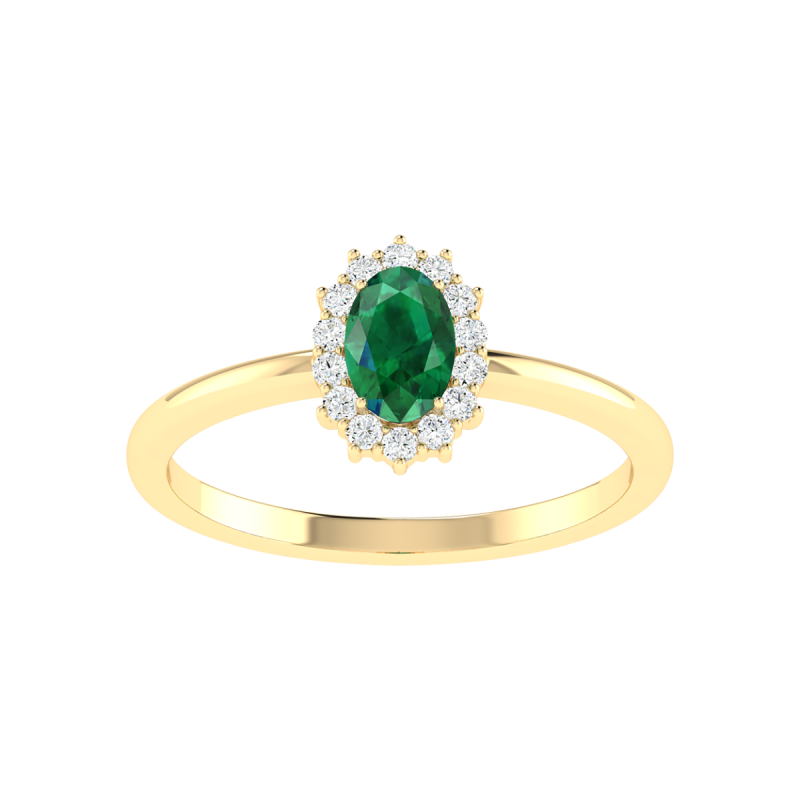 18K Gold Emerald Crown Ring with Diamonds