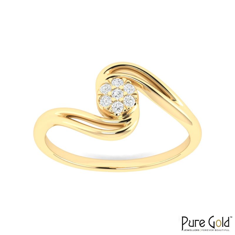 18 Karat Gold Velvet Wave Ring with Diamonds