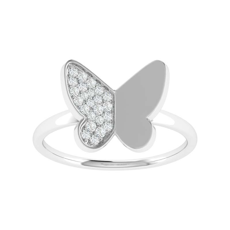 18K Gold Luminous Butterfly Ring with Diamonds