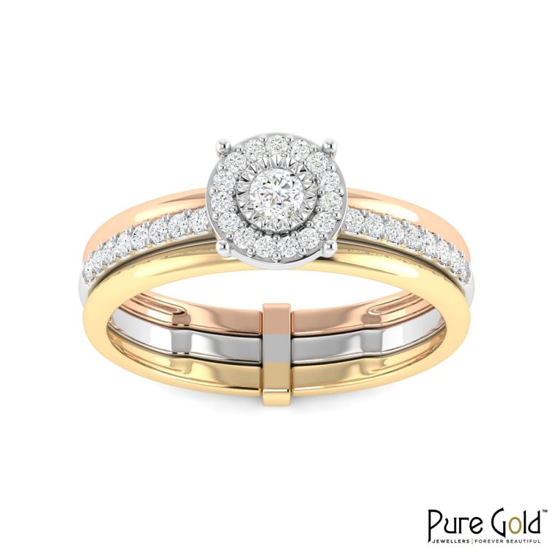18K Gold Trinity Harmony Ring with Diamonds