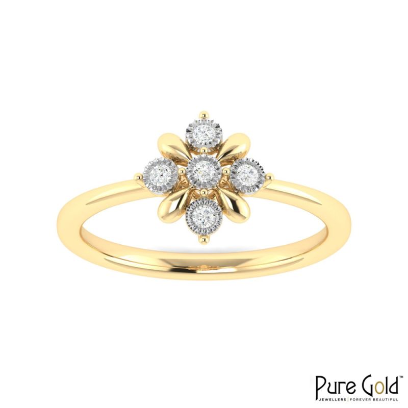 18 Karat Gold Crystal Snow Ring with Diamonds