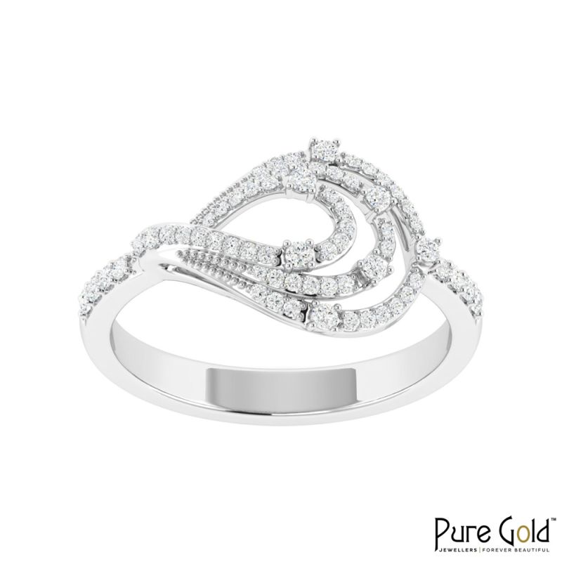 18 Karat Gold Celestial Droplet Ring with Diamonds