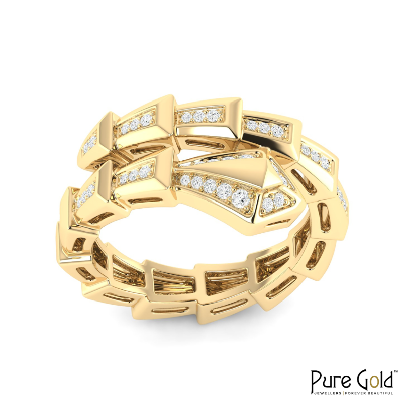 18K Gold Imperial Serpent Ring with Diamonds