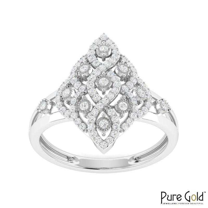 18 Karat Gold Celestial Veil Ring with Diamonds