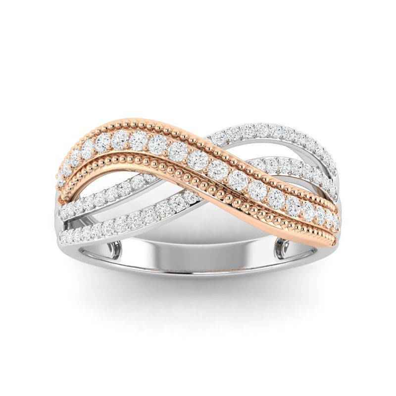 18K Gold Rosa Knot Ring with Diamonds