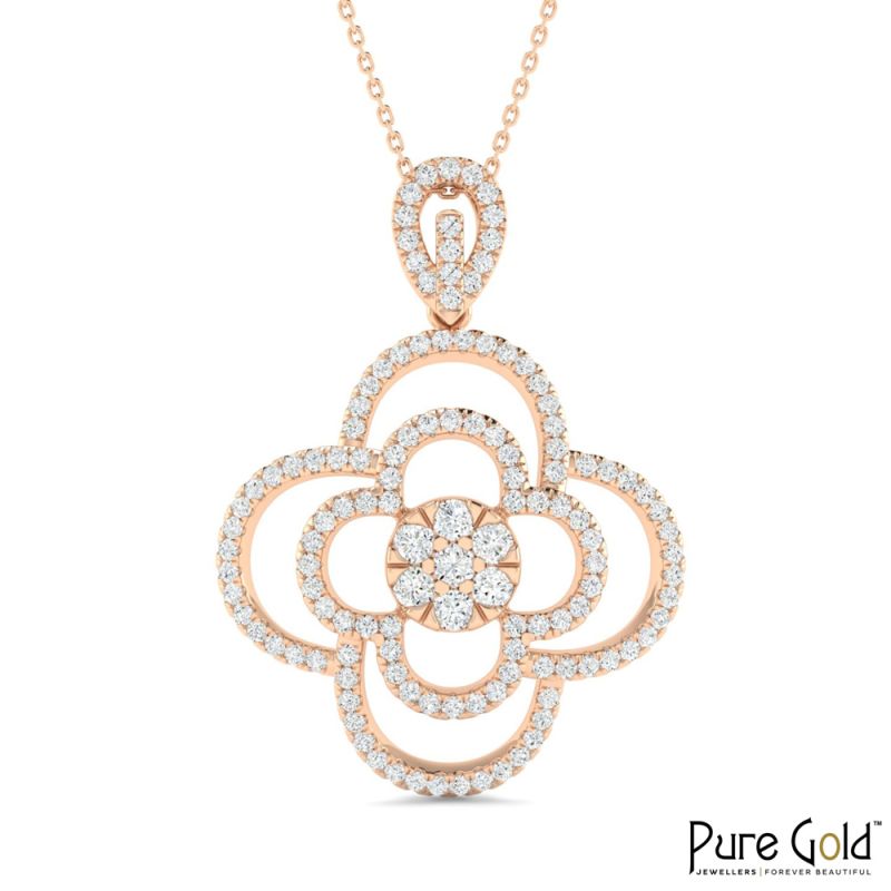 18 Karat Gold Eternal Bloom Diamond Pendant with Chain
