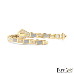 18K Gold Mystic Serpent Bracelet with Pearls & Diamonds