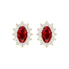 18K Gold Ruby Empress Earrings with Diamonds