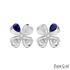 18K Gold Royal Clover Earrings with Diamonds