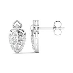 18k Gold Whispering Leaves Earrings with Diamonds