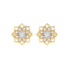 18K Gold Star Petal Earrings with Diamonds