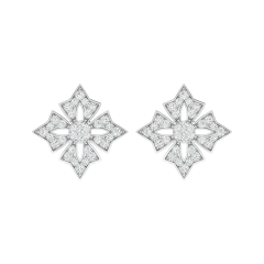 18K Gold Regal Petal Earrings with Diamonds