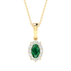 18K Gold Emerald Crown Pendant with Diamonds
