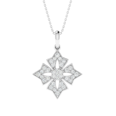 18K Gold Regal Petal Diamond Pendant with Chain